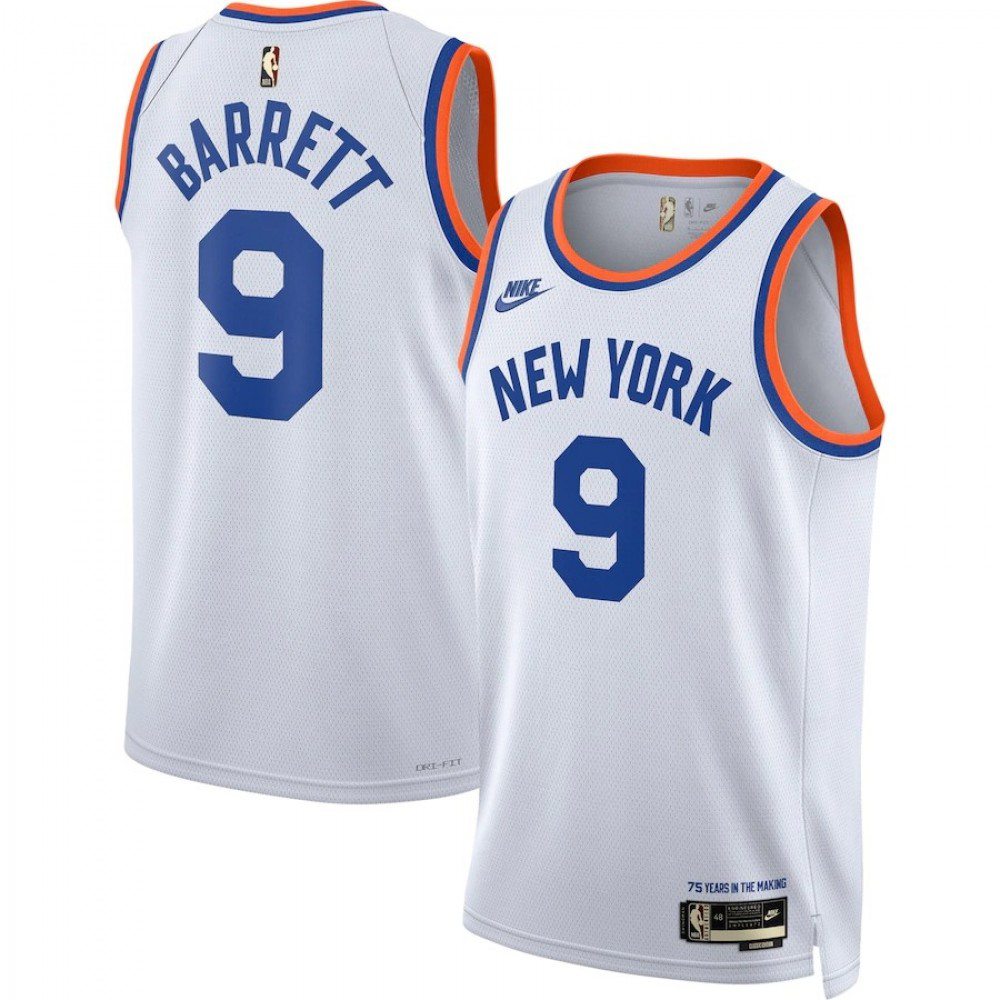 Men's New York Knicks RJ Barrett #9 White 2021/22 Swingman Jersey - Classic Edition-Pro Kit Vault | Brand New 26/27 Sports Jerseys